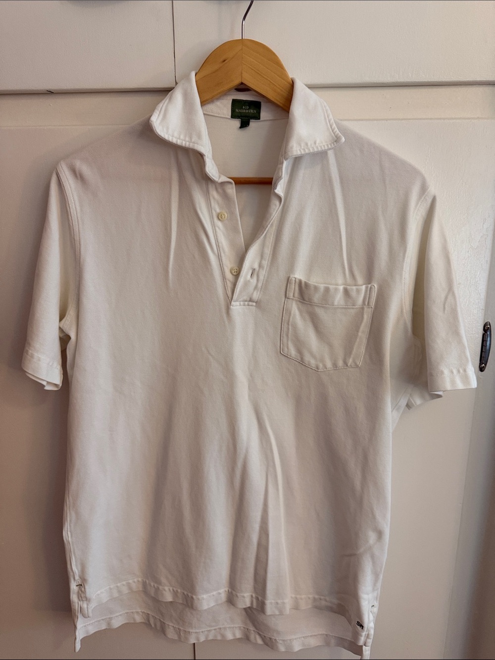 Sid Mashburn White Short-Sleeve Polo with Chest Pocket
